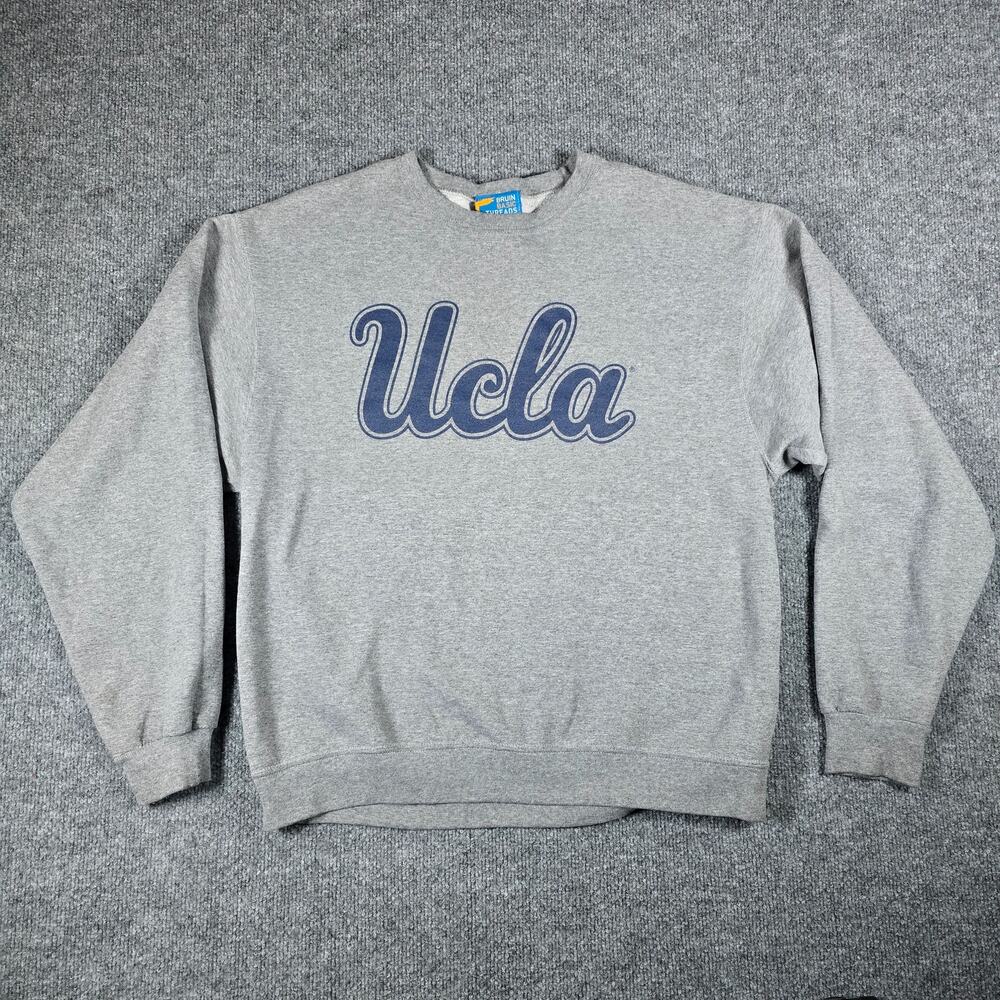 UCLA Bruin Basic Threads Men's Crew Neck Sweater - Script Print - Gray - Large - Picture 3 of 16